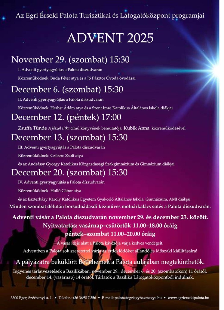 Advent az Egri Érseki Palotában 2025. Ünnepi gyertyagyújtások 