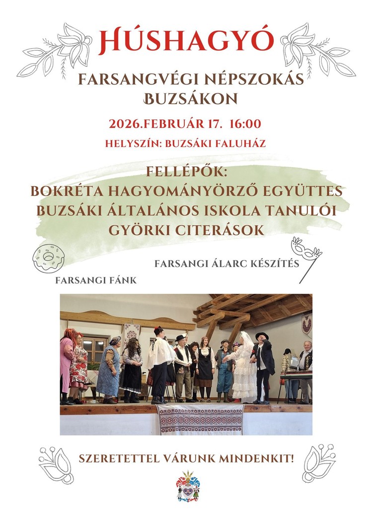 Buzsáki Farsang 2026 – Húshagyó hagyományőrző rendezvény