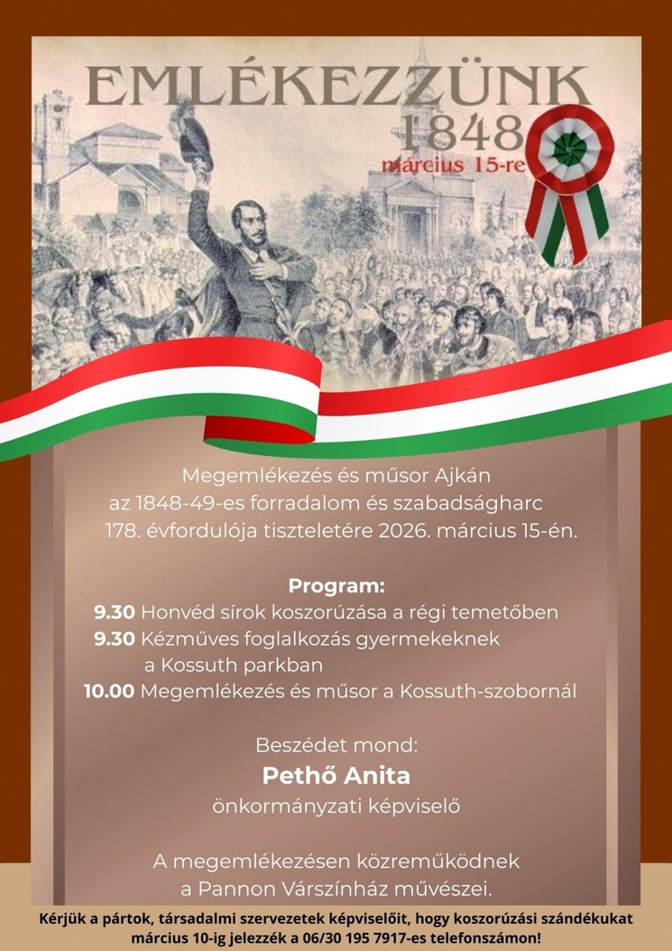 2026. március 15. Ajka - Megemlékezés az 1848/49-es forradalom és szabadságharc évfordulóján