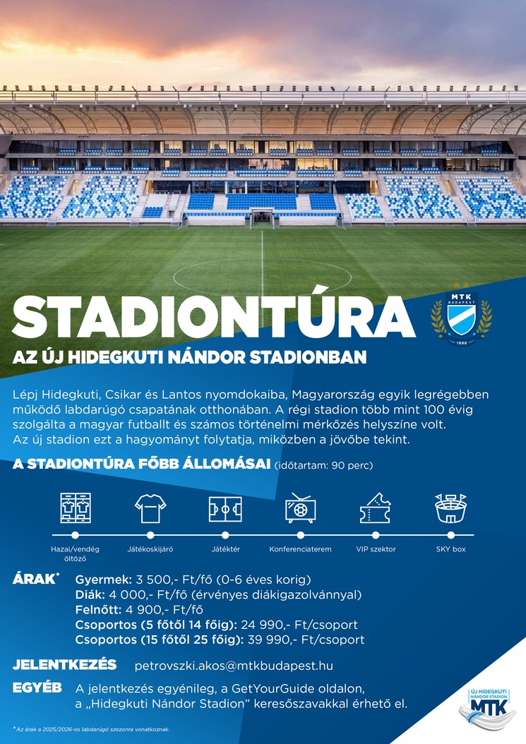 Stadiontúra 2025 Budapest. Látogatás az Új Hidegkuti Nándor Stadionban, az MTK otthonában