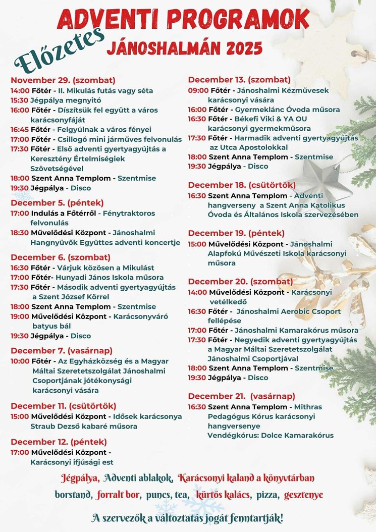 Advent Jánoshalma 2025
