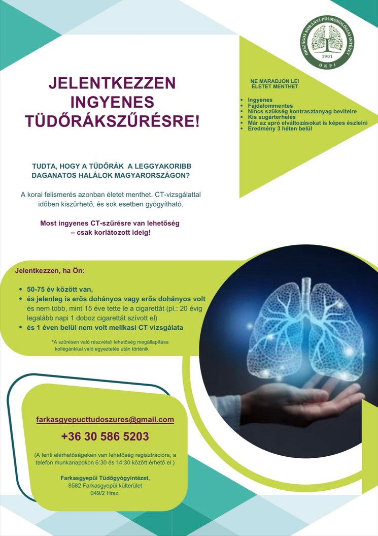 Ingyenes tüdőrákszürés Farkasgyepü