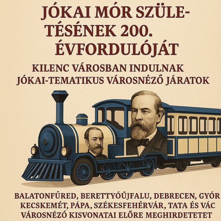 Tematikus városnézések, Jókai Mór nyomában irodalmi regélő kisvonatokkal születésének 200. évfordulója alkalmából