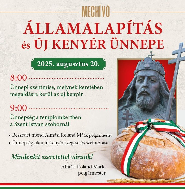 2025. Augusztus 20. Kunszállás. Államalapítás és új kenyér ünnepe