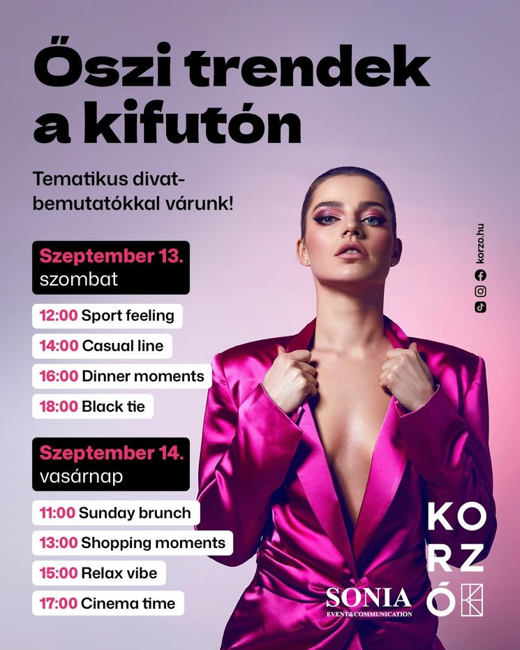 Divatshow Nyíregyháza 2025. Ismerd meg a legújabb őszi kollekciókat a Korzóban!