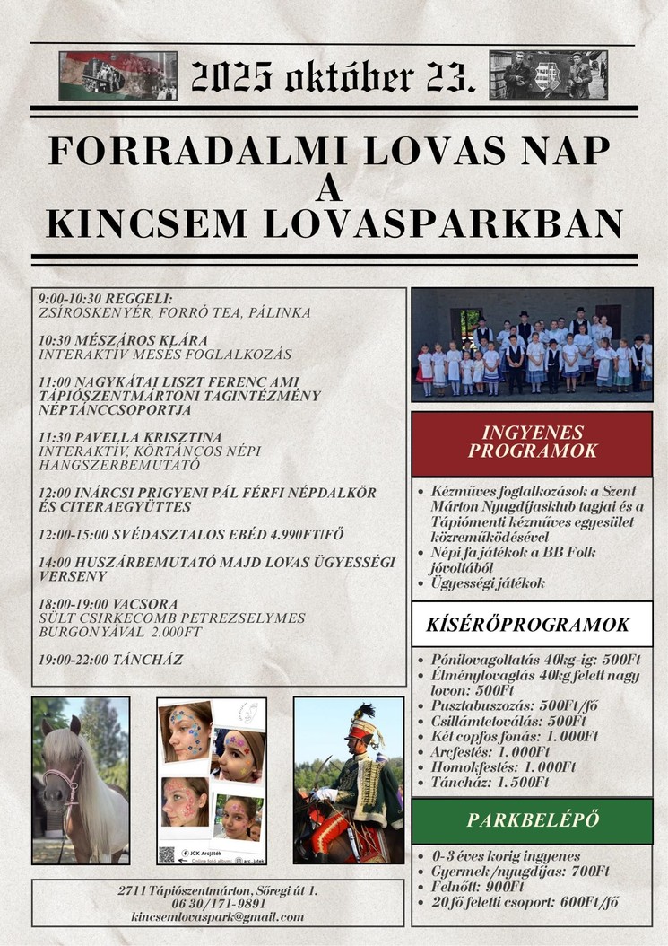 2025. október 23. Tápiószentmárton. Forradalmi Lovas Nap a Kincsem Lovasparkban