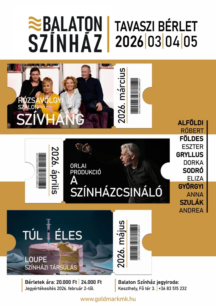 Színház bérlet Keszthely 2026. Balaton Színház tavaszi bérlet