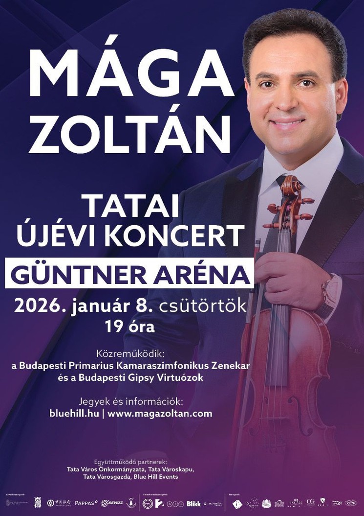 Újévi koncert Tata 2026. Mága Zoltán világhírű hegedűművész ünnepi évnyitó koncertje