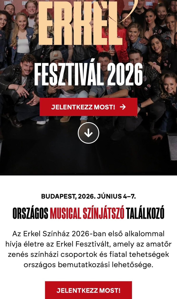Erkel Fesztivál Budapest 2026 - Országos Musical Színjátszó Találkozó