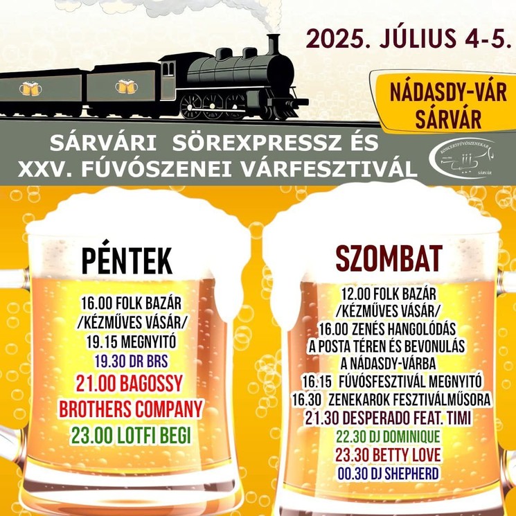Sárvári Fúvószenei Várfesztivál és Sárvári Sörexpressz 2025