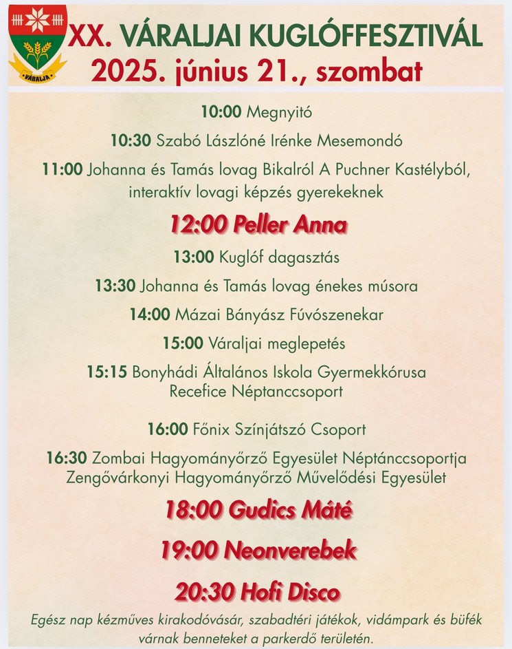 Kuglóffesztivál Váralja 2025