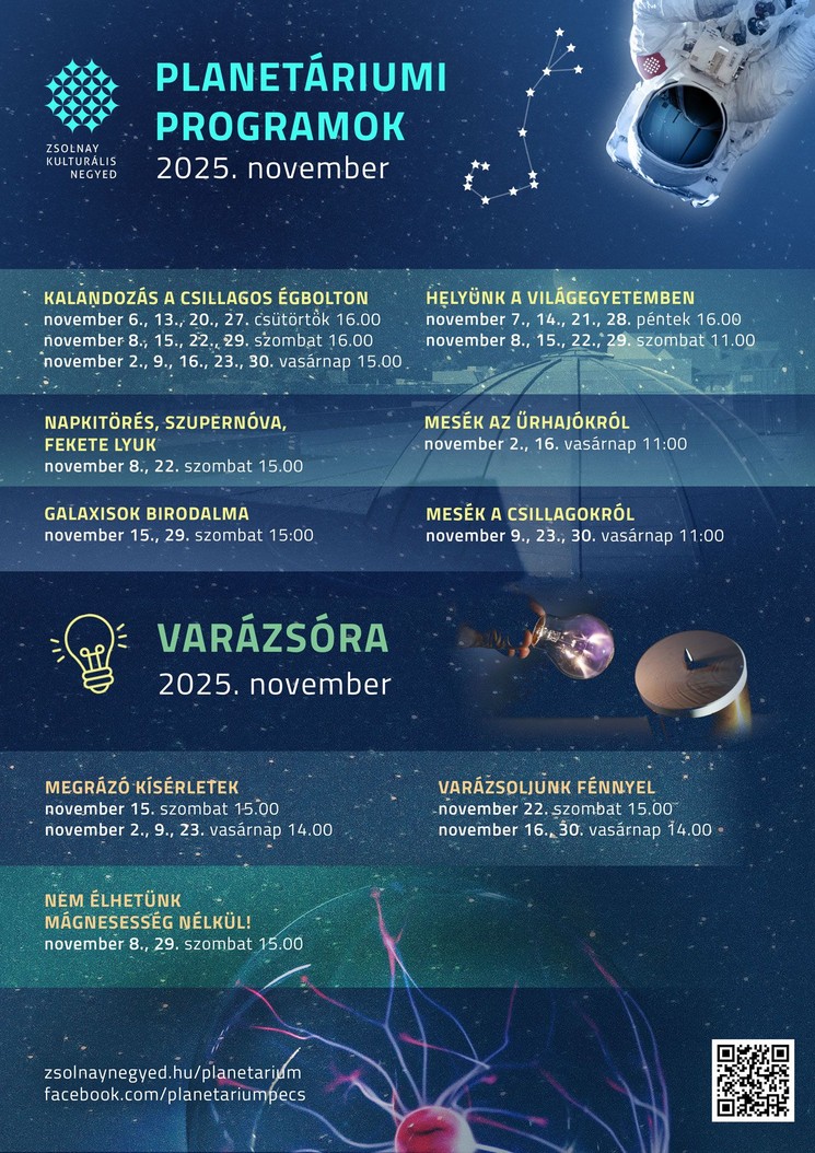 Planetárium Pécs programok 2025. Előadások gyerekeknek