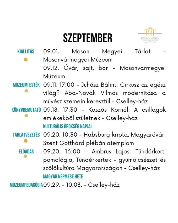 Hansági Múzeum programok 2025 Mosonmagyaróvár