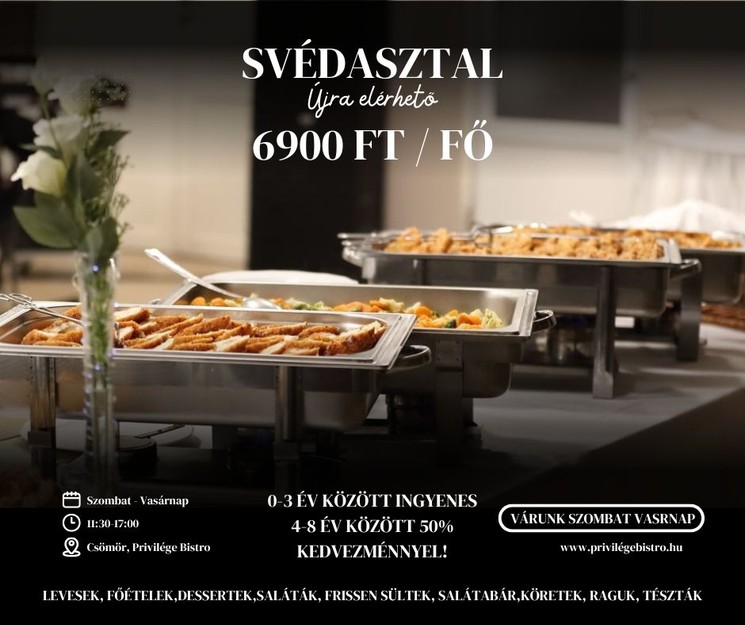 Svédasztalos hétvége korlátlan fogyasztással a Privilége Bistroban minden szombaton és vasárnap