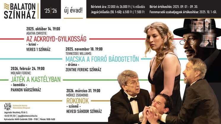 Keszthelyi Balaton Színház programok 2025. Koncertek, hangversenyek, előadások, kiállítások