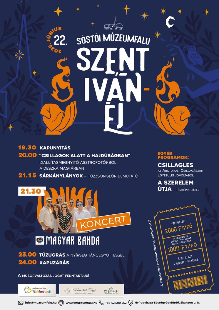 Szent Iván-éj 2025 Nyíregyháza. Varázslatos programokkal várjuk a  Sóstói Múzeumfaluban