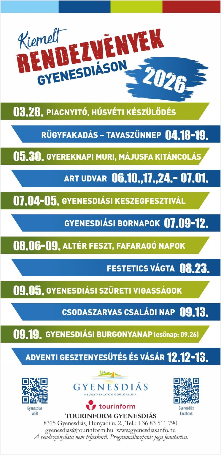Gyenesdiási programok 2026 - Rendezvények, események a Balatonnál