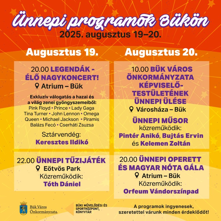 2025. Augusztus 20. Bük -  Ünnepi programok Bükfürdőn