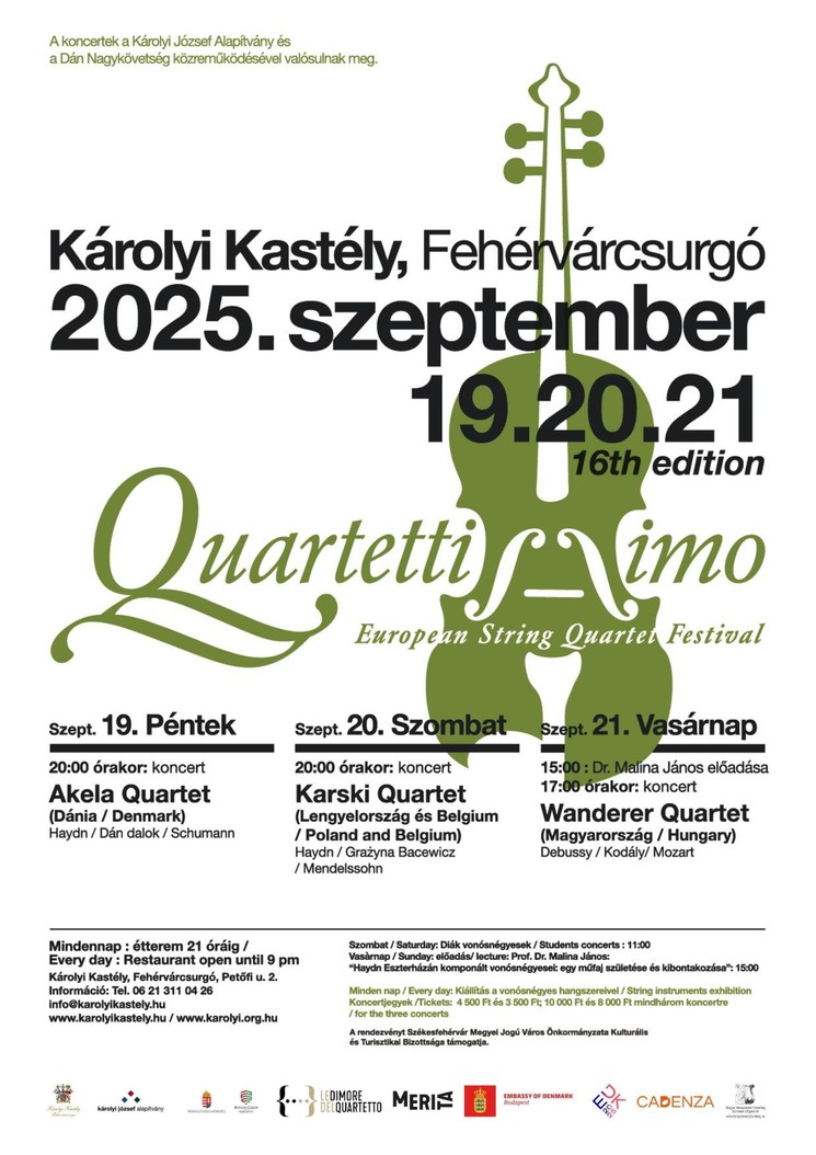 Quartettissimo Európai Vonósnégyes Fesztivál 2025 Fehérvácsurgó