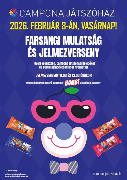 Farsangi mulatság gyerekeknek Budapesten a Campona Játszóházban