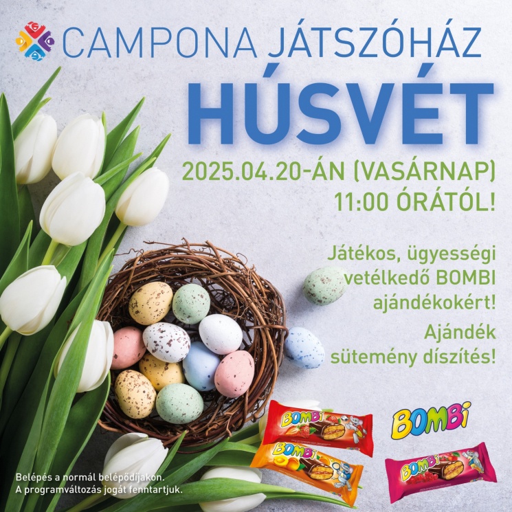 Húsvéti játszóház program Budapesten, a Campona Játszóházban 2025