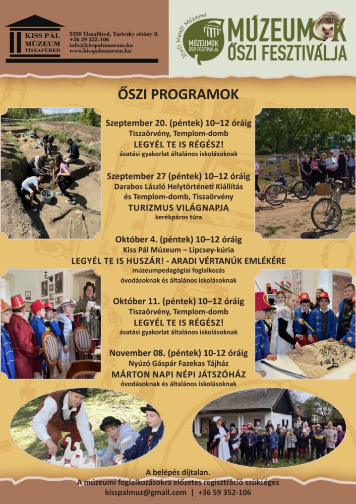 Múzeumok Őszi Fesztiválja Tiszafüred 2024