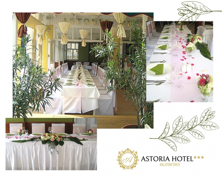 Augusztusi esküvői ebéd történelmi környezetben Balatonfüreden, a gyönyörű Astoria Hotel éttermében