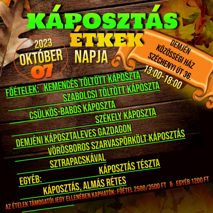 Káposztás Étkek Napja Demjén 2023