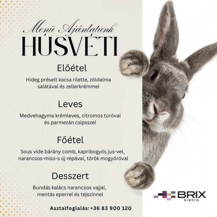 Gasztro hétvége Hévízen, Húsvéti menüajánlat a Brix Bistroban