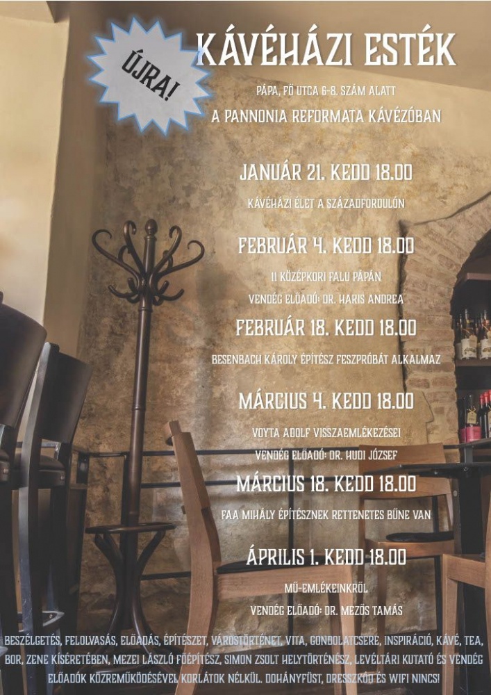 Kávéházi esték Pápán a Pannonia Reformata Kávézóban