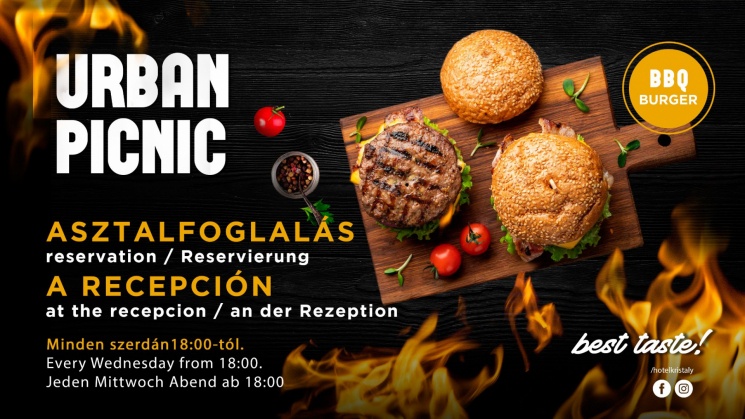 Grill terasz, Urban Picnic grillvacsora a tatai Kristály Imperial Hotel**** Barokk díszudvarán