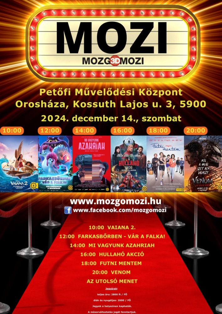 Orosháza Mozi 2024. MozgóMozi a Petőfi Művelődési Központban