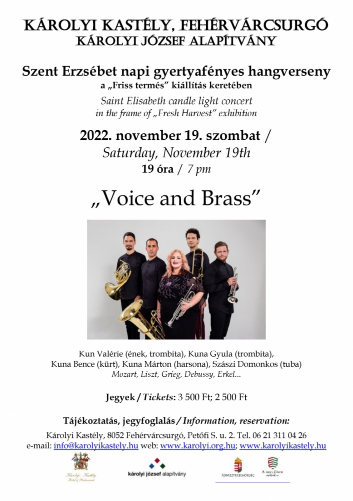Kastélykoncert 2022. Szent Erzsébet-napi gyertyafényes koncert a Károlyi Kastélyban, Fehérvárcsurgón
