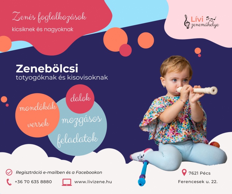 Zenebölcsi Pécsen, mozgással, játékkal kísért dalok és mondókák 1-3 éves tipegőknek