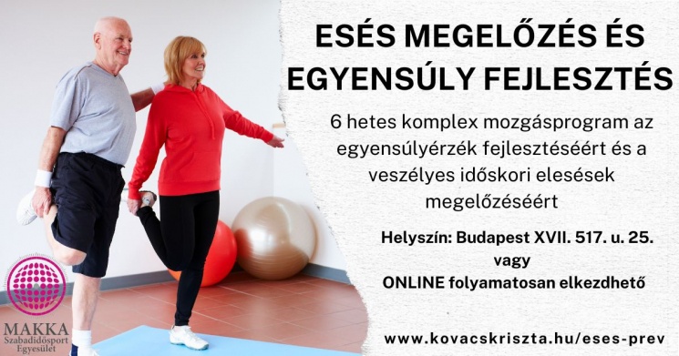 Esés megelőzés, egyensúly fejlesztés prevenciós minikurzus  időseknek az egyensúlyuk fejlesztésére