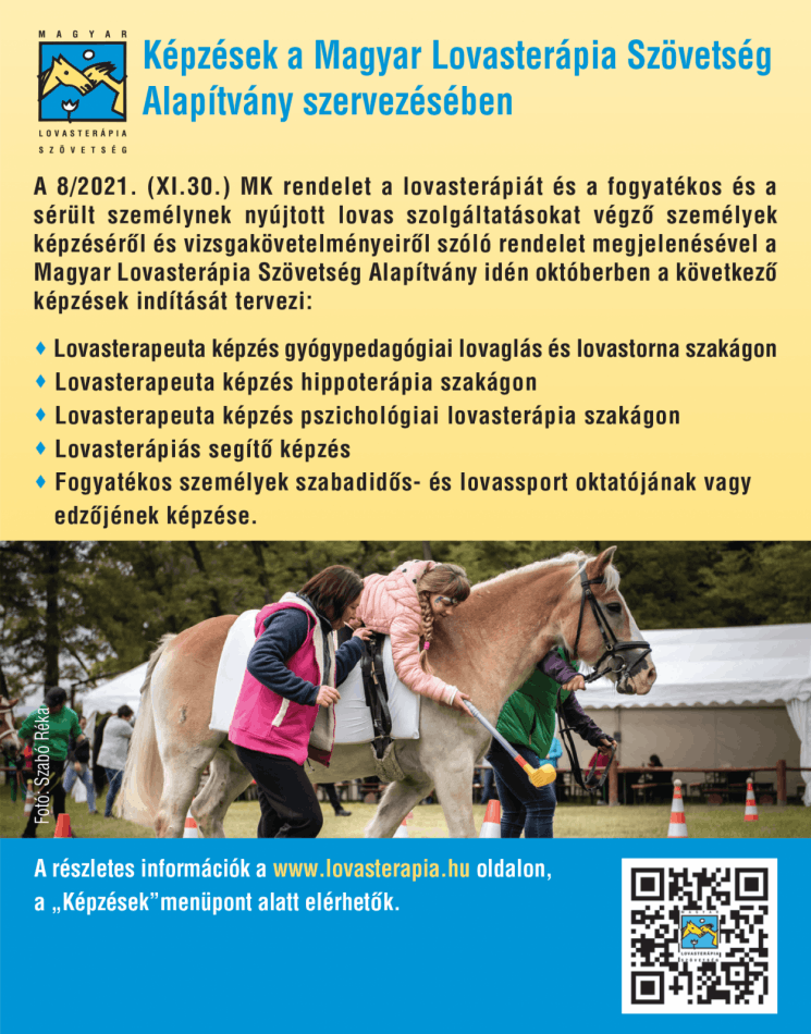 Lovasterapeuta képzések és lovasterápiás segítő képzés a Magyar Lovasterápia Szövetség Alapítványnál