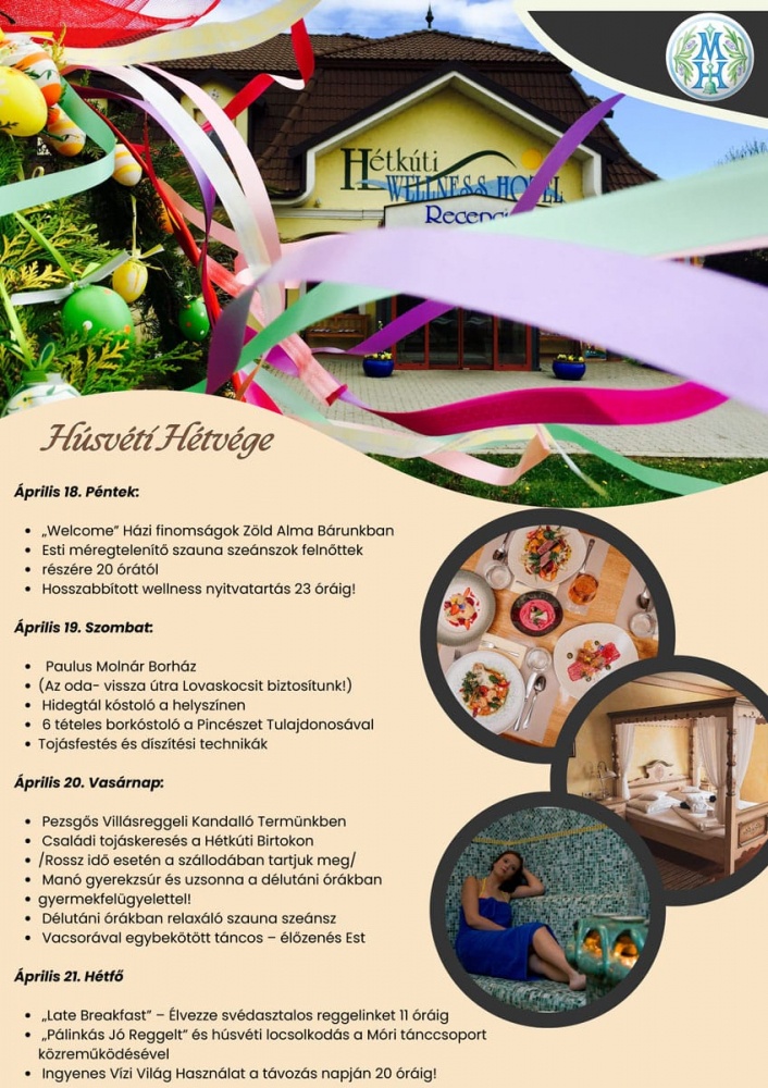 Húsvét a Móri Borvidéken 2025. Színes gyerekprogramok, vidéki életérzés a Hétkúti Wellness Hotelben