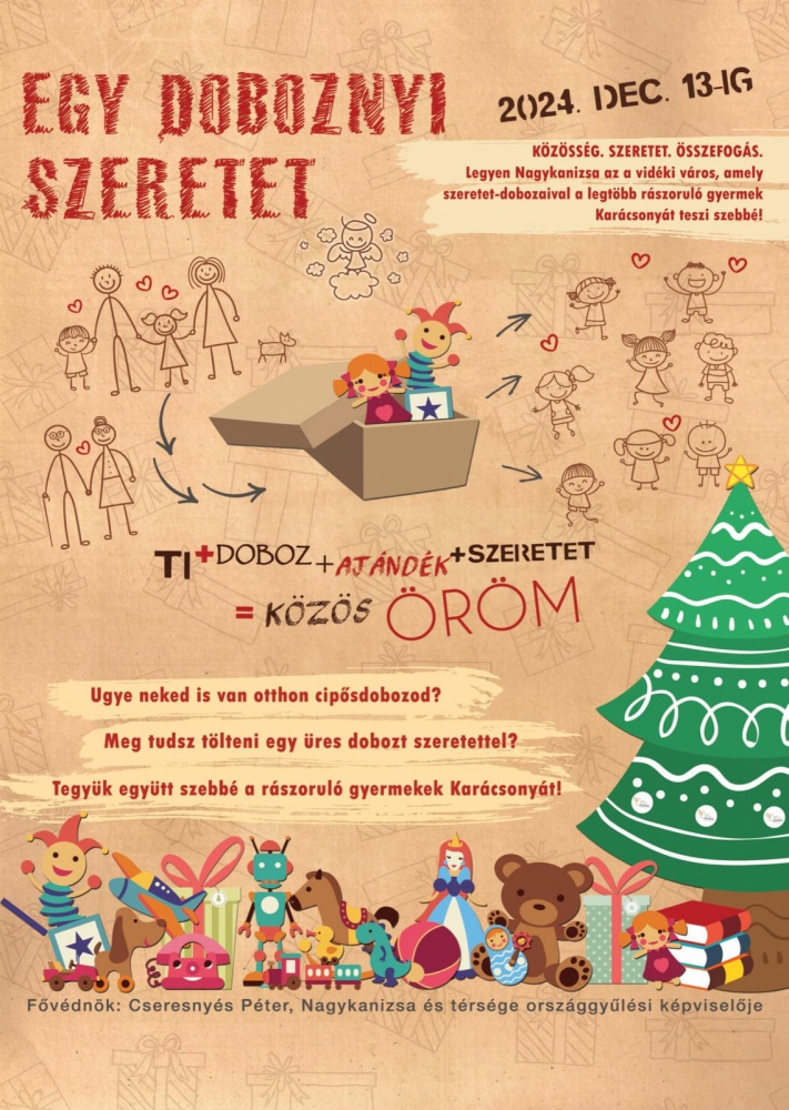 Szeretetdoboz Csodapont, karácsonyi ajándékgyűjtés Nagykanizsán 2024