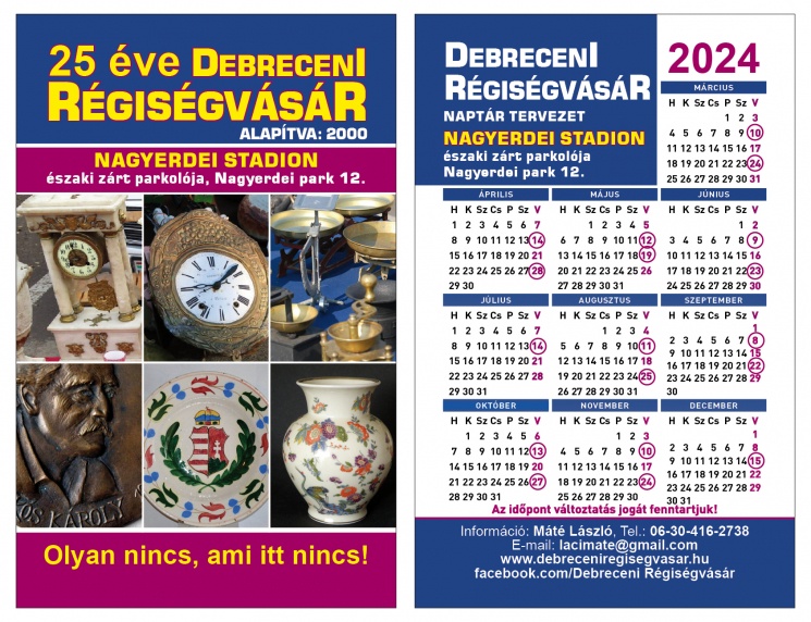 Debreceni Régiségvásár 2024. Idén 25 éve rendezik meg Debrecenben a méltán népszerű régiségvásárt!