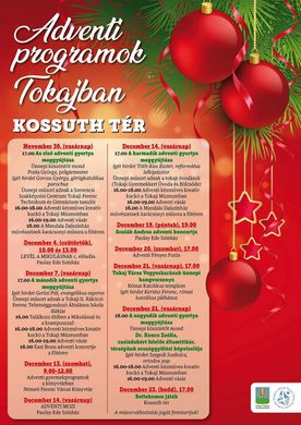 Tokaji Advent 2025. Adventi programok Tokajban