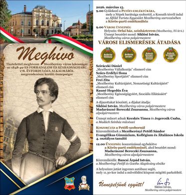 2026. március 15. Mezőberény - Ünnepi programok a forradalom és szabadságharc évfordulóján