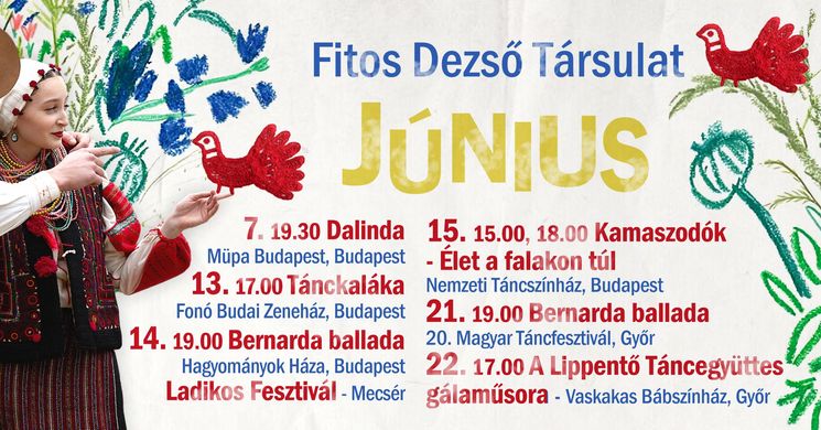 Fitos Dezső Társulat programok 2025. Néptánc előadások, néptánctanítás, hagyományőrző műsorok