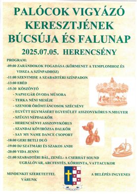 Herencsény falunap 2025. Palócok Vigyázó Keresztjének Búcsúja és Falunap