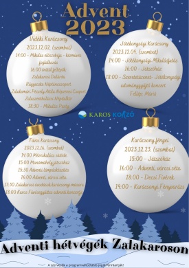 Adventi programok Zalakaros 2023
