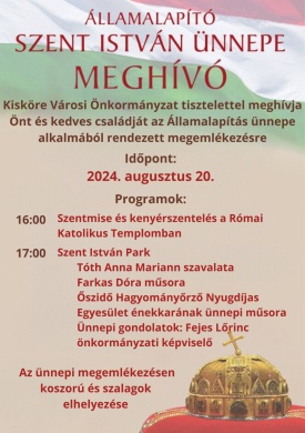 Szent István- nap Kisköre 2024. Ünnepi programok
