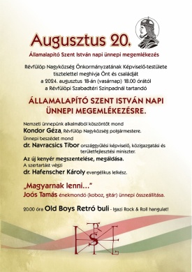 Révfülöp 2024. augusztus 20. Államalapító Szent István-napi ünnepi megemlékezés
