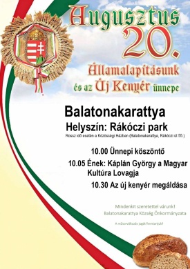 2024. augusztus 20. Balatonakarattya. Az államalapítás és az új kenyér ünnepe