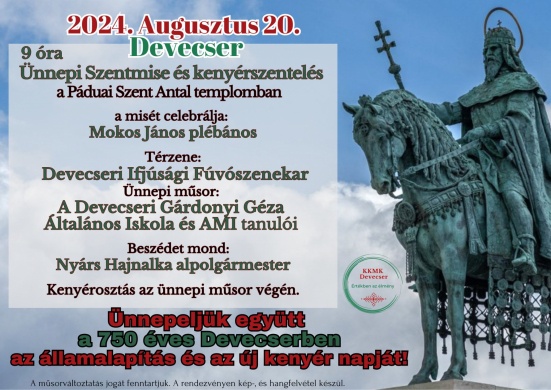 2024. Augusztus 20. Devecser. Ünnepi programok