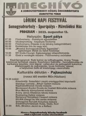 Lőrinc napi fesztivál Somogyudvarhely 2023