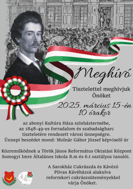 2025. március 15. Abony. Városi megemlékezés az 1848/49-es forradalom és szabadságharc tiszteletére